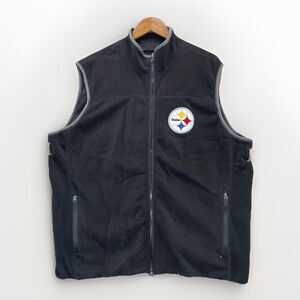 Pittsburgh Steelers NFL Fleece Vest Men’s Large Black Zip Up Football Logo
